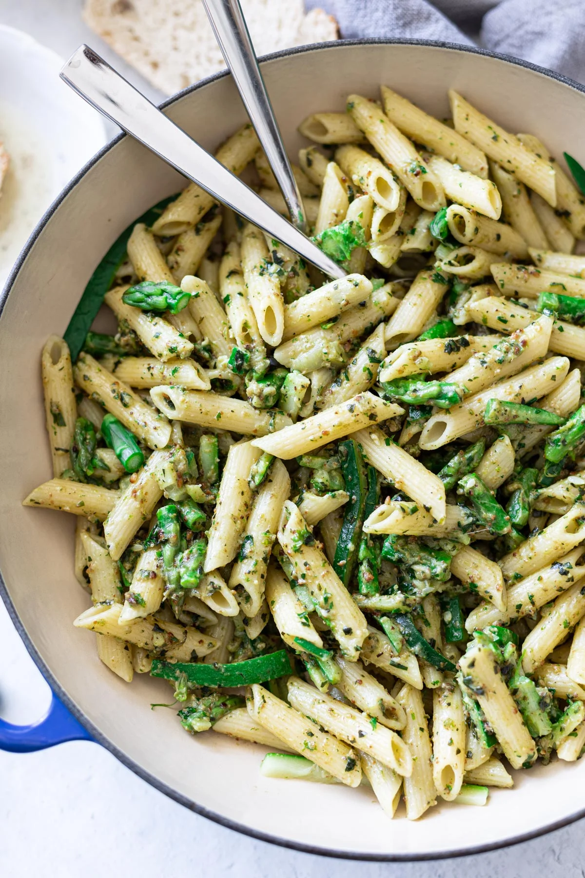 Penne pasta in a Pesto & Pepper dressing,